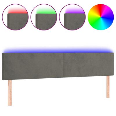 vidaXL Tête de lit à LED Gris foncé 200x5x78/88 cm Velours