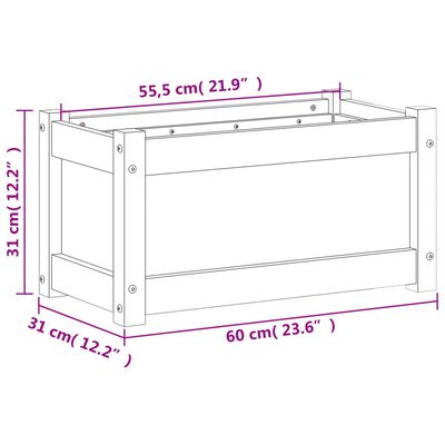 vidaXL Jardinière cire marron 60x31x31 cm bois de pin massif