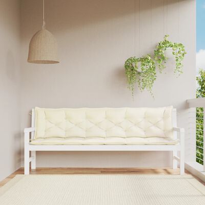 vidaXL Coussins de banc de jardin lot de 2 blanc crème tissu Oxford