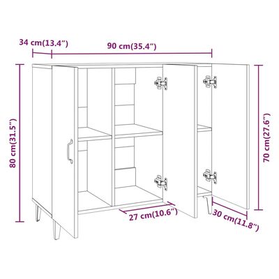 vidaXL Buffet chêne marron 90x34x80 cm bois d'ingénierie