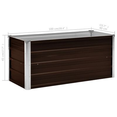 vidaXL Lit surélevé de jardin Marron 100x40x45 cm Acier galvanisé