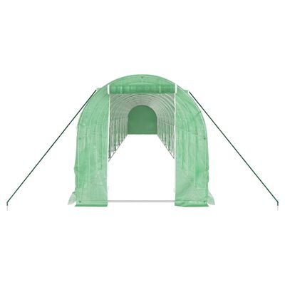 vidaXL Serre avec cadre en acier vert 32 m² 16x2x2 m