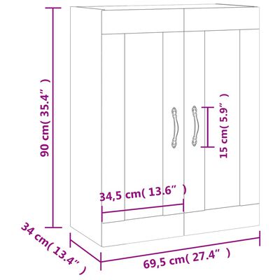 vidaXL Armoire murale blanc 69,5x34x90 cm bois d'ingénierie