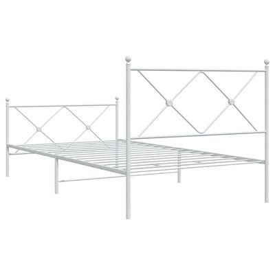 vidaXL Cadre de lit métal sans matelas et pied de lit blanc 100x200 cm