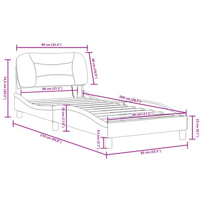 vidaXL Cadre de lit avec lumières LED noir 80x200 cm tissu