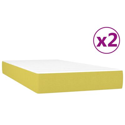 vidaXL Sommier à lattes de lit avec matelas Vert 200x200 cm Tissu