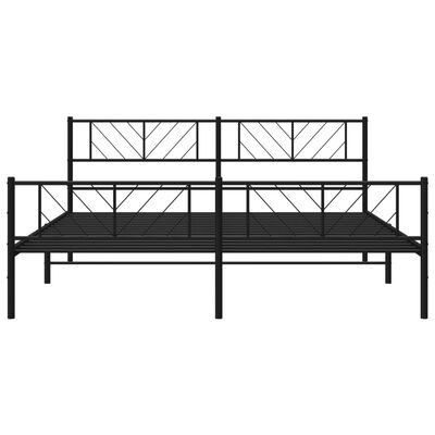 vidaXL Cadre de lit métal sans matelas avec pied de lit noir 200x200cm