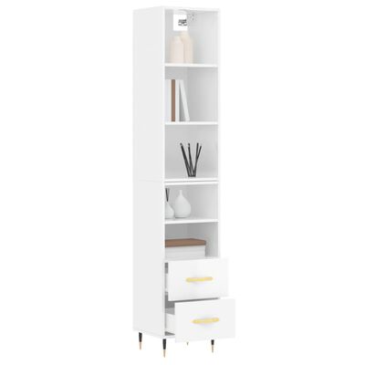 vidaXL Buffet haut Blanc brillant 34,5x34x180 cm Bois d'ingénierie