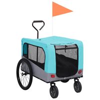 vidaXL Remorque de vélo pour chiens et poussette 2-en-1 bleu et gris