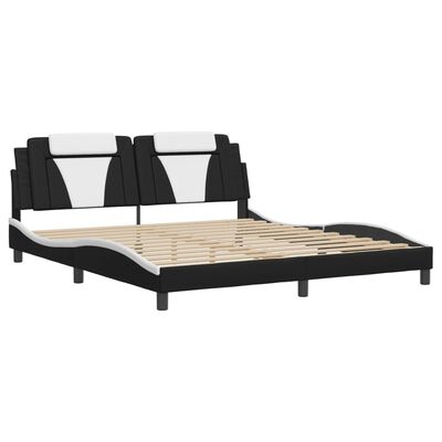 vidaXL Cadre de lit avec LED sans matelas noir et blanc 180x200 cm