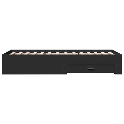 vidaXL Cadre de lit avec tiroirs noir 200x200 cm bois d'ingénierie