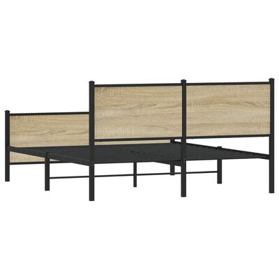 vidaXL Cadre de lit en métal sans matelas chêne sonoma 137x190 cm