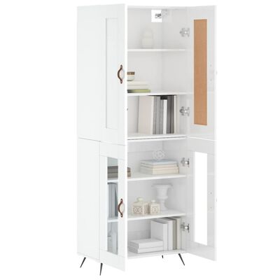 vidaXL Buffet haut Blanc brillant 69,5x34x180 cm Bois d'ingénierie