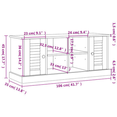 vidaXL Banc à chaussures VIGO 106x35x45 cm bois massif de pin