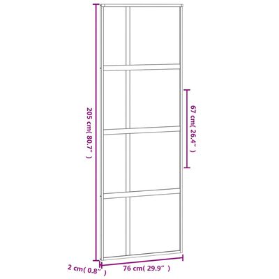 vidaXL Porte coulissante noir 76x205 cm verre trempé aluminium