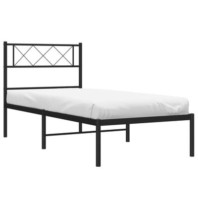 vidaXL Cadre de lit métal sans matelas avec tête de lit noir 100x190cm