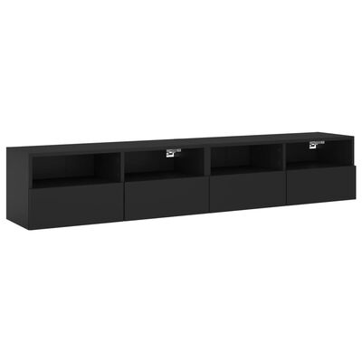 vidaXL Meubles TV muraux 2 pcs noir 80x30x30 cm bois d'ingénierie