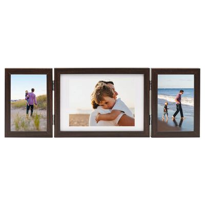 vidaXL Cadre photo dépliable Marron foncé 22x15 cm+2x(10x15 cm)