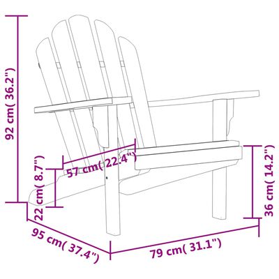 vidaXL Chaise de jardin Adirondack 79x95x92 cm bois de teck solide