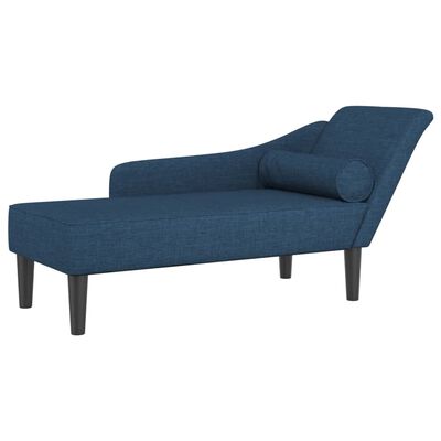 vidaXL Chaise longue avec coussins bleu tissu