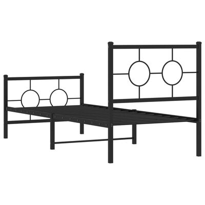 vidaXL Cadre de lit métal sans matelas avec pied de lit noir 75x190 cm