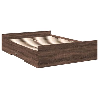 vidaXL Cadre de lit avec tiroirs sans matelas chêne marron 140x190 cm