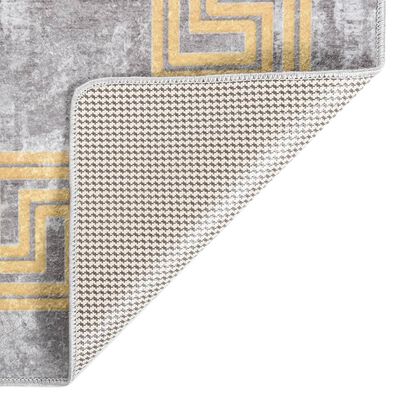 vidaXL Tapis lavable gris et doré 150x230 cm antidérapant