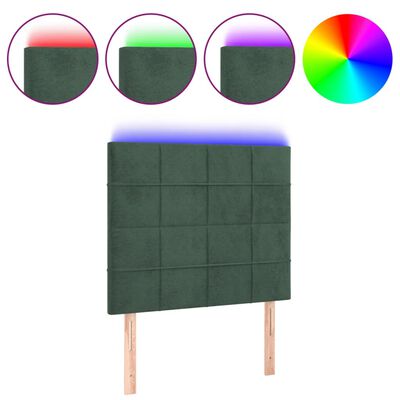 vidaXL Tête de lit à LED Vert foncé 100x5x118/128 cm Velours