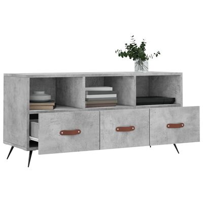 vidaXL Meuble TV gris béton 102x36x50 cm bois d'ingénierie