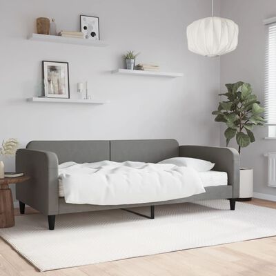 vidaXL Lit de jour avec matelas gris foncé 100x200 cm tissu