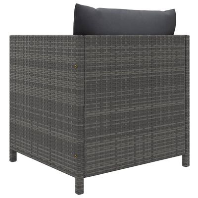 vidaXL Salon de jardin 7 pcs avec coussins Résine tressée Gris