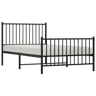 vidaXL Cadre de lit métal sans matelas avec pied de lit noir 100x190cm