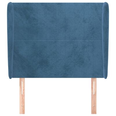 vidaXL Tête de lit avec oreilles Bleu foncé 103x23x118/128 cm Velours