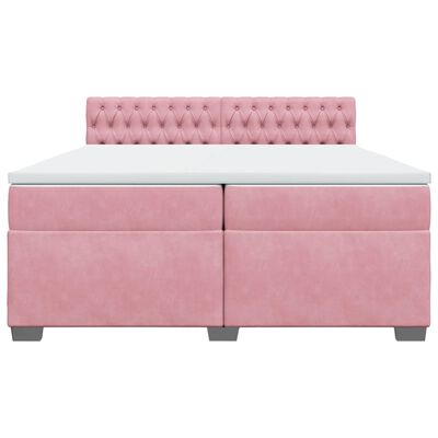 vidaXL Sommier à lattes de lit avec matelas Rose 200x200 cm Velours