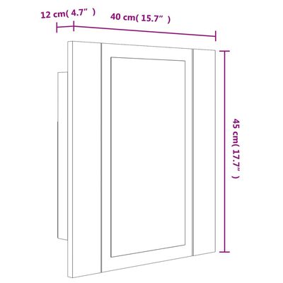 vidaXL Armoire à miroir LED de salle de bain chêne fumé 40x12x45 cm