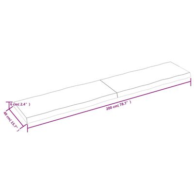 vidaXL Dessus de table bois massif non traité bordure assortie