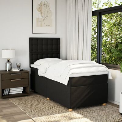 vidaXL Sommier à lattes de lit avec matelas Noir 100x200 cm Tissu