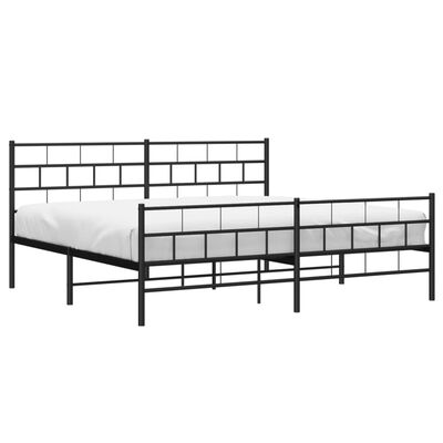 vidaXL Cadre de lit métal sans matelas avec pied de lit noir 193x203cm