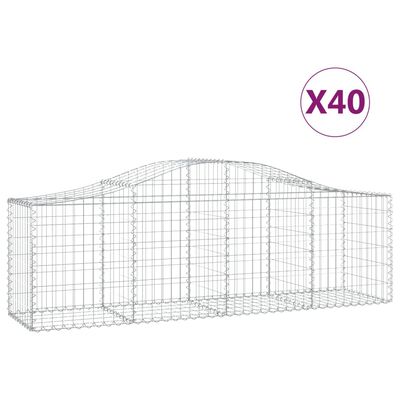 vidaXL Paniers à gabions arqués 40 pcs 200x50x60/80 cm fer galvanisé