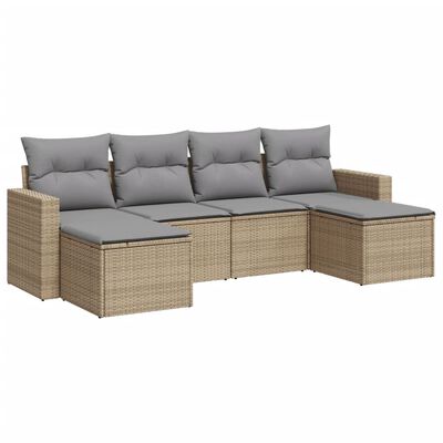 vidaXL Salon de jardin avec coussins 6 pcs beige résine tressée