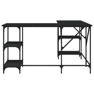 vidaXL Bureau noir 139x139x75 cm bois d'ingénierie