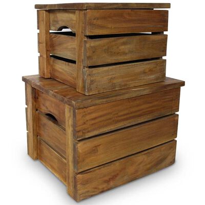 vidaXL Jeu de caisse de rangement 2 pcs Bois de récupération massif