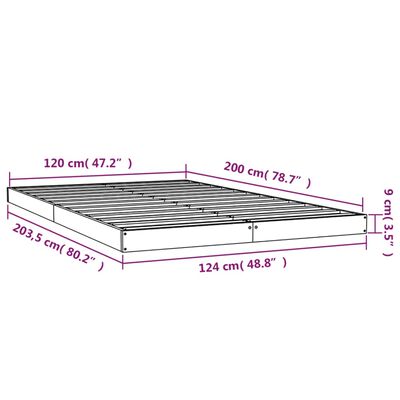 vidaXL Cadre de lit Marron miel 120x200 cm Bois de pin massif