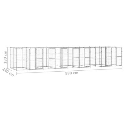 vidaXL Chenil extérieur Acier galvanisé avec toit 21,78 m²