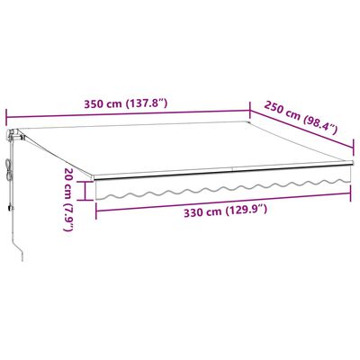 vidaXL Auvent rétractable automatique avec LED bordeaux 350x250 cm