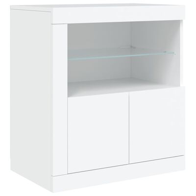 vidaXL Buffet avec lumières LED blanc 60,5x37x67 cm