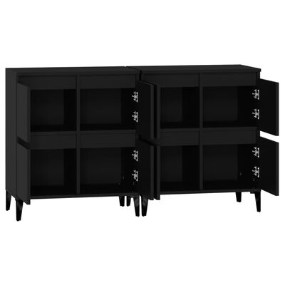 vidaXL Buffets 2 pcs noir 60x35x70 cm bois d'ingénierie