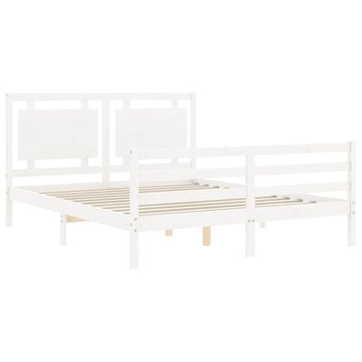 vidaXL Cadre de lit sans matelas blanc bois de pin massif