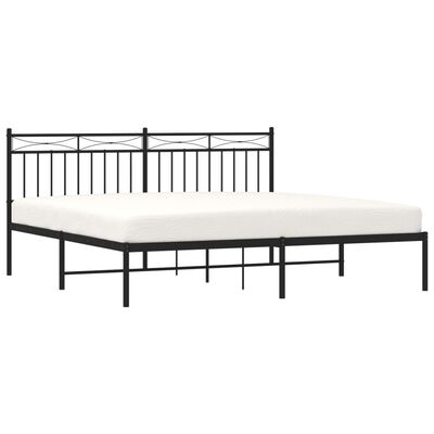 vidaXL Cadre de lit métal sans matelas avec tête de lit noir 183x213cm