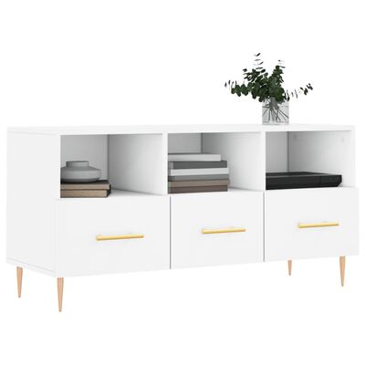 vidaXL Meuble TV blanc 102x36x50 cm bois d'ingénierie